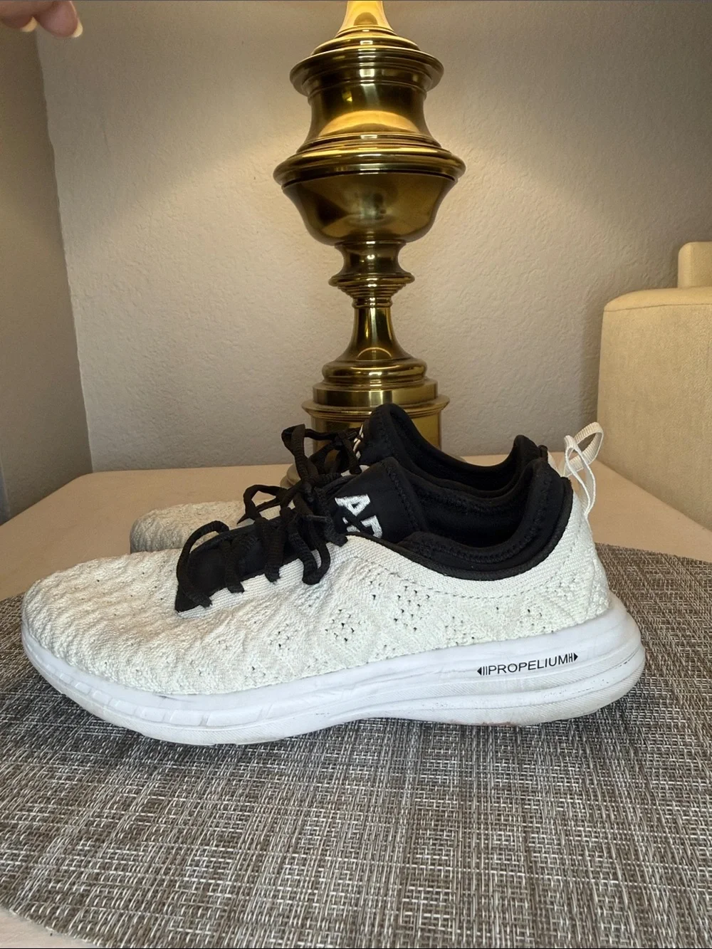 APL White Knit Sneakers with Black Accents